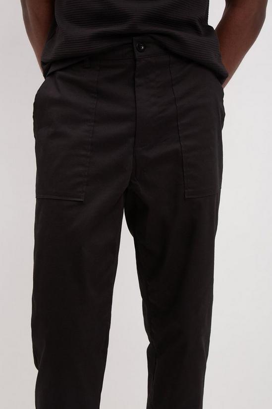 Burton Tapered Fit Black Worker Trousers 4