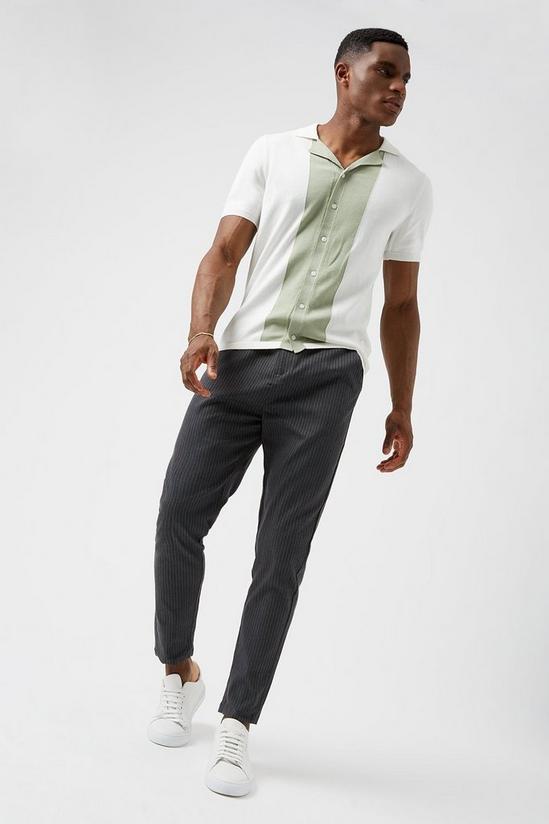 Burton Grey Elasticated Fine Stripe Trouser 1