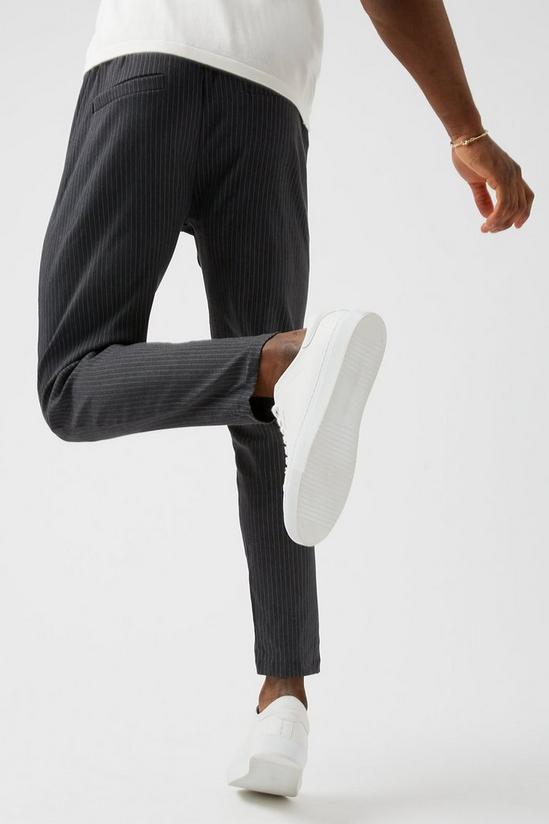 Burton Grey Elasticated Fine Stripe Trouser 3
