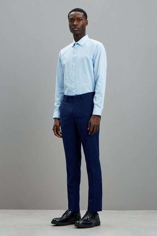 Burton Skinny Fit Blue Textured Suit Trousers 1