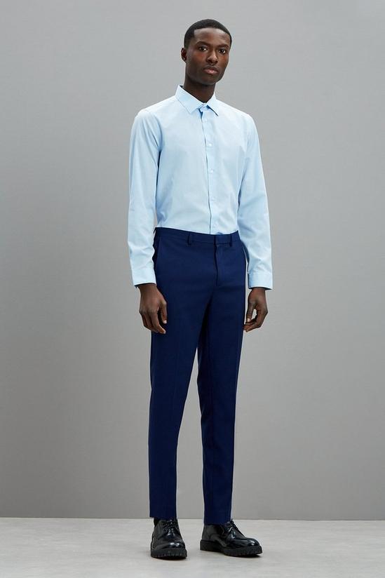 Burton Skinny Fit Blue Textured Suit Trousers 2