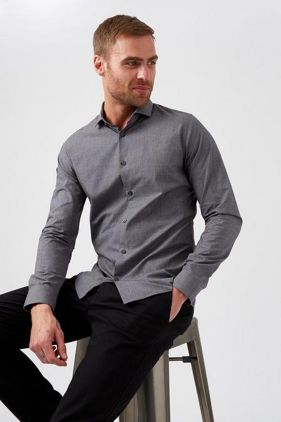 Burton Grey Skinny Fit Long Sleeve Shirt 1