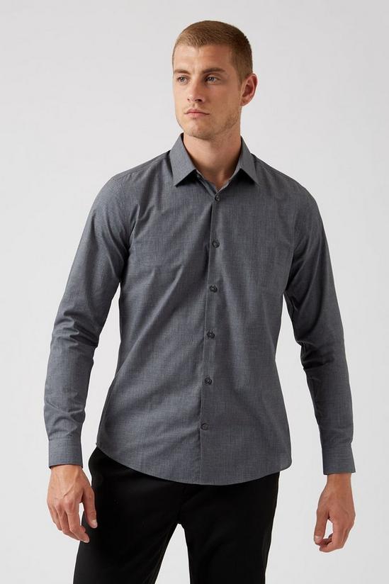 Burton Grey Slim Fit Long Sleeve Shirt 1