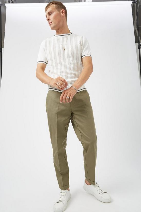 Burton Khaki Tapered Fit Crop Trousers 1