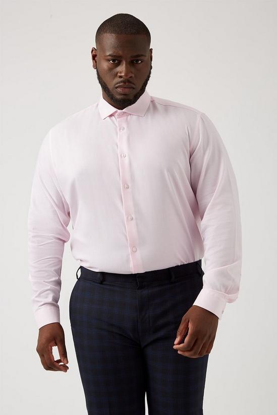 Burton Plus and Tall Tailored Fit Pink Puppytooth Shirt 1