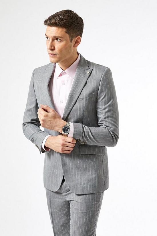 Burton Plus and Tall Skinny Fit Grey Stripe Jacket 2