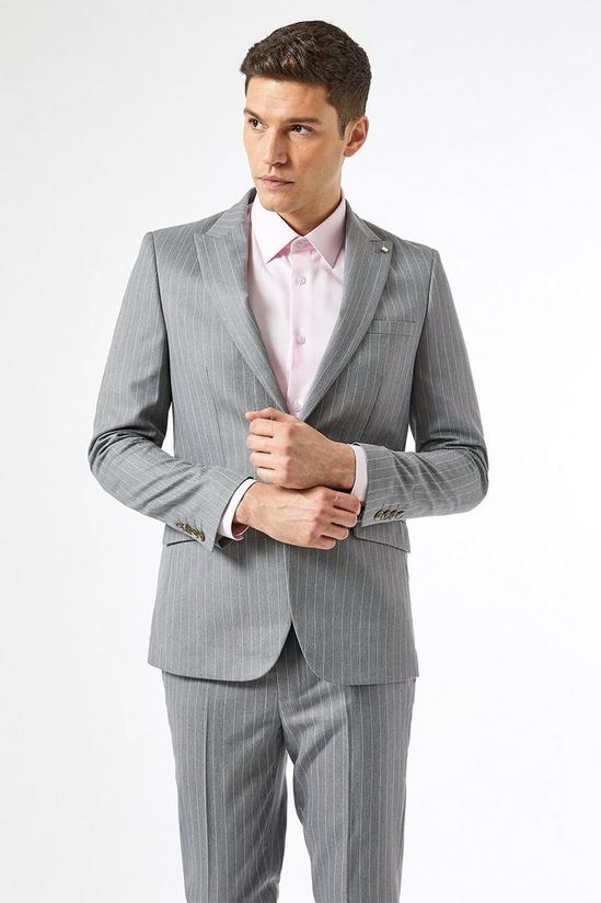 Burton Plus and Tall Skinny Fit Grey Stripe Jacket 3