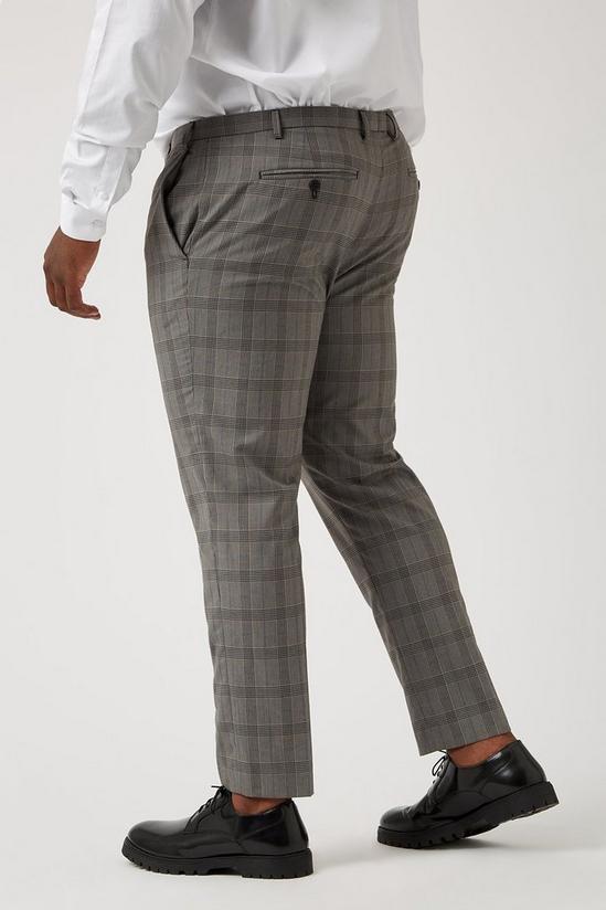 Burton Plus And Tall Grey Skinny Check Trousers 3