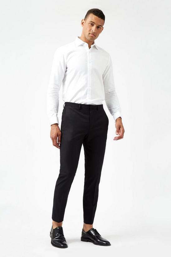 Burton Skinny Fit Black Stretch Tuxedo Trousers 1