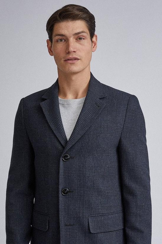 Burton Navy Checkered Faux Wool Overcoat 3