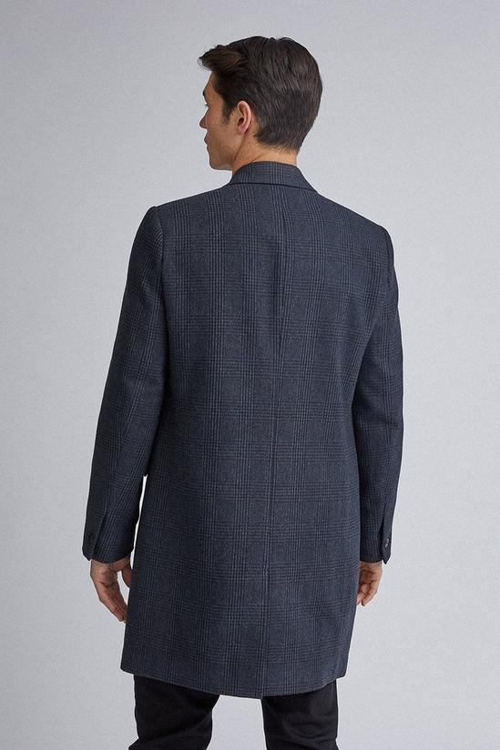 Burton Navy Checkered Faux Wool Overcoat 4