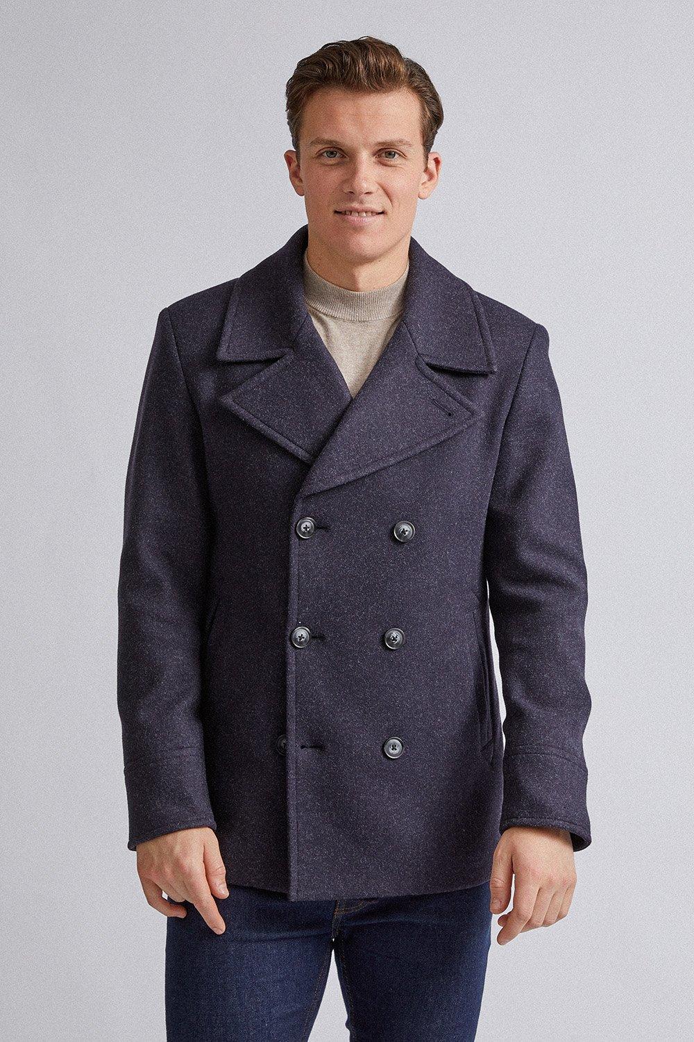 Jackets Coats Navy Marl Faux Wool Peacoat Burton