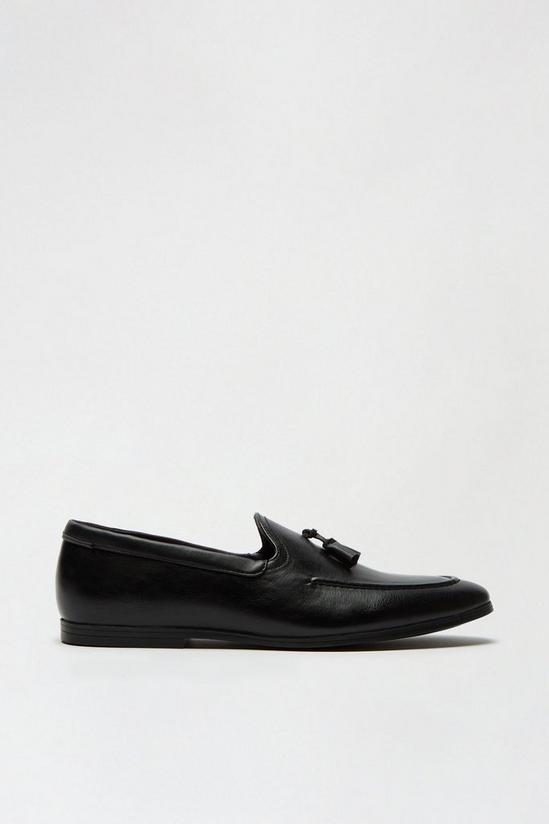 Burton Black Leather Look Tassel Loafers 1