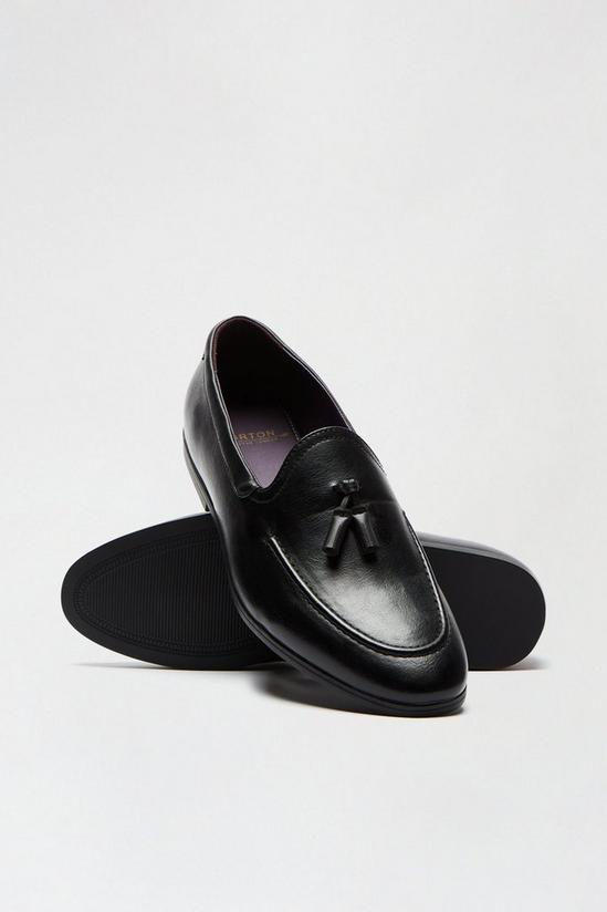 Burton Black Leather Look Tassel Loafers 3