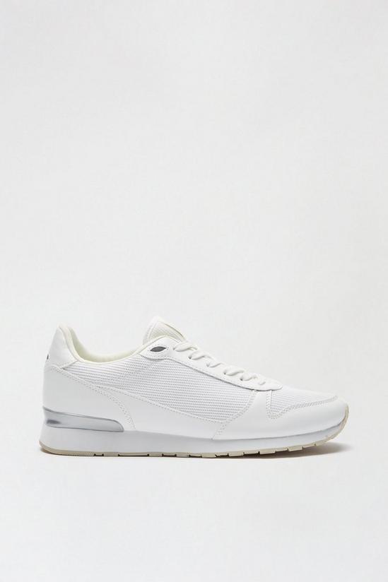 Burton White Leather Look And Mesh Trainers 1