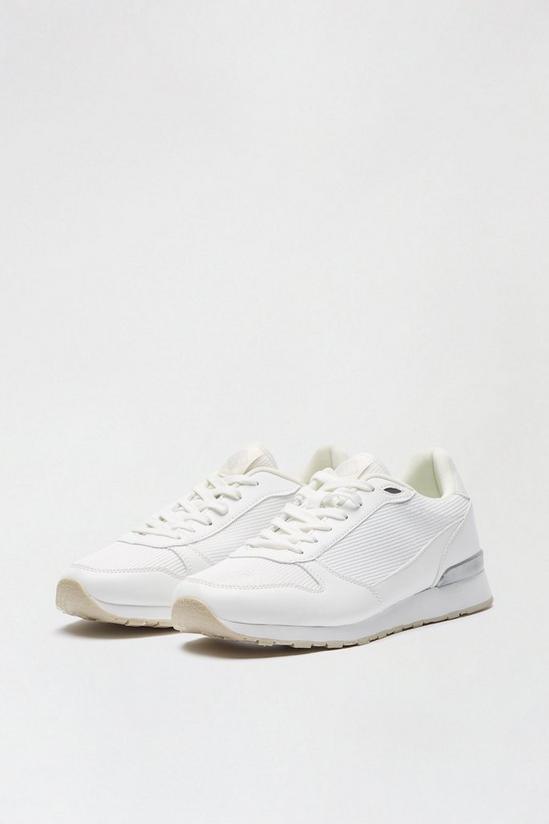 Burton White Leather Look And Mesh Trainers 2