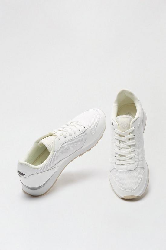 Burton White Leather Look And Mesh Trainers 3