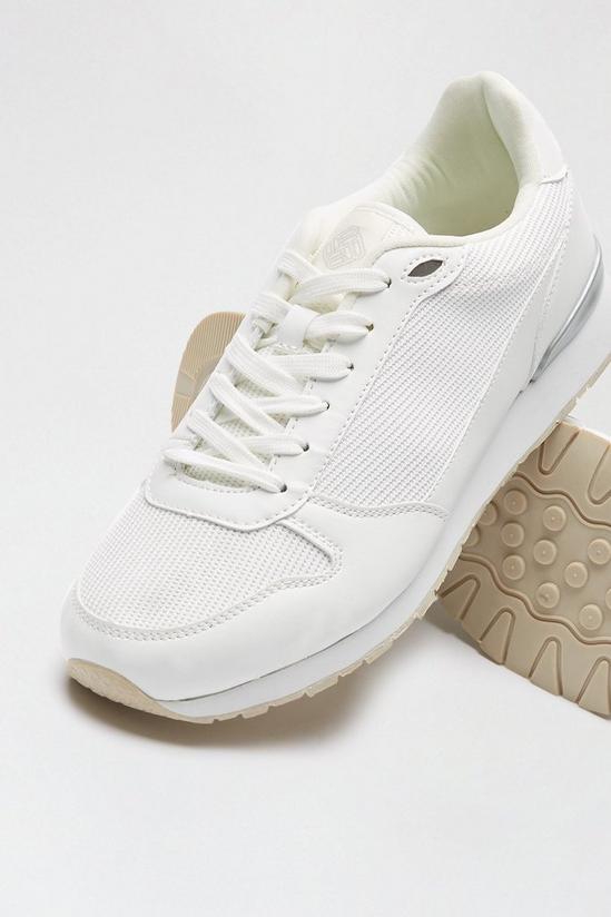 Burton White Leather Look And Mesh Trainers 4