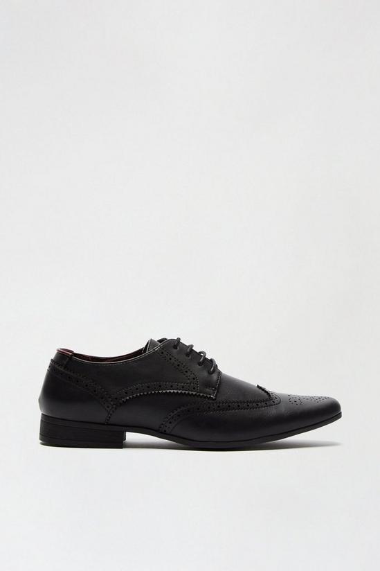 Burton Black Leather Look Brogue Shoes 1