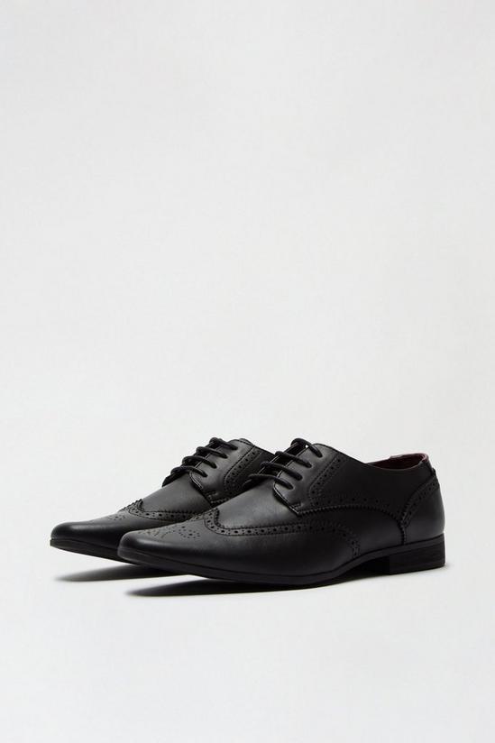 Burton Black Leather Look Brogue Shoes 2