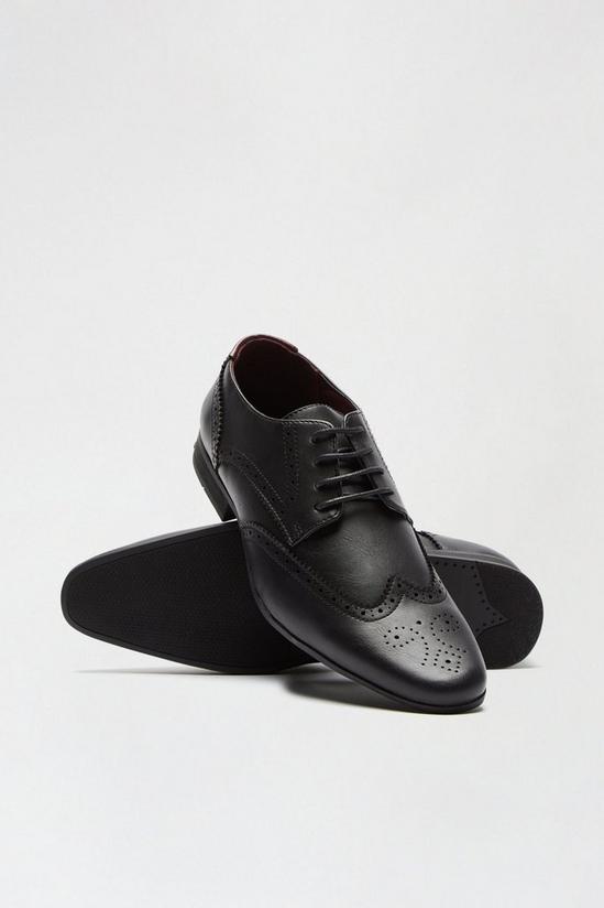 Burton Black Leather Look Brogue Shoes 3