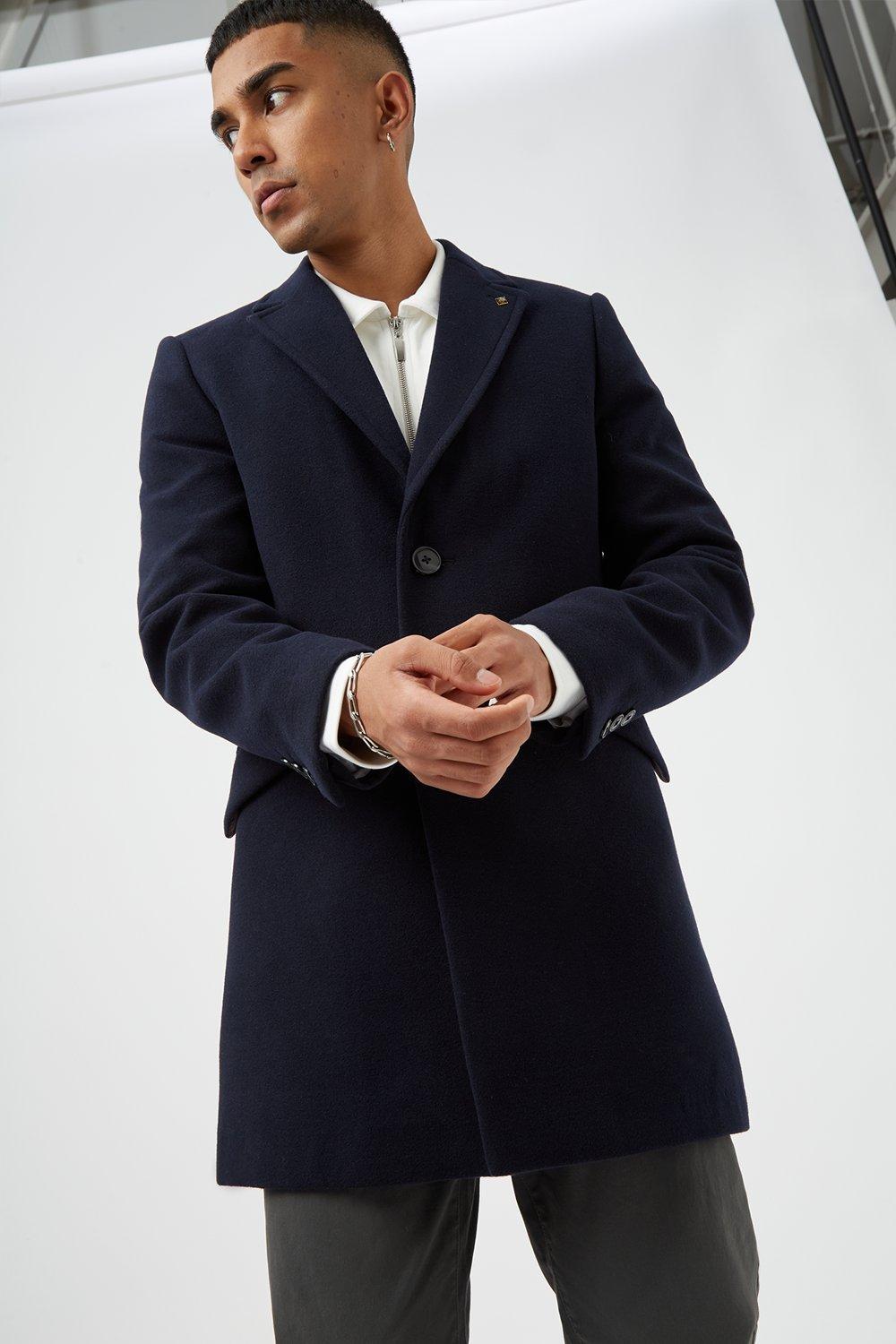 Burton menswear overcoat in sale navy