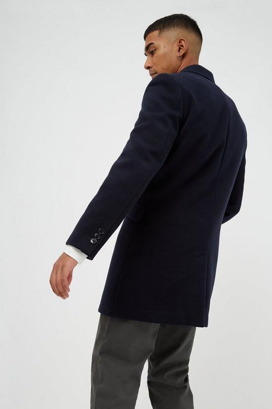 Burton Navy Faux Wool Overcoat 3
