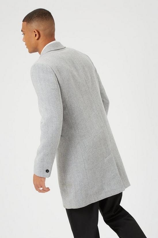 Burton Grey Herringbone Marl Faux Wool Overcoat 3