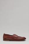 Burton Brown PU Leather Look Lace-up Woven Loafers thumbnail 1