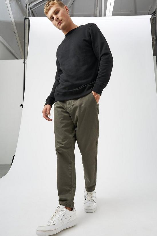 Burton Tapered Dark Khaki Chino Trousers 1