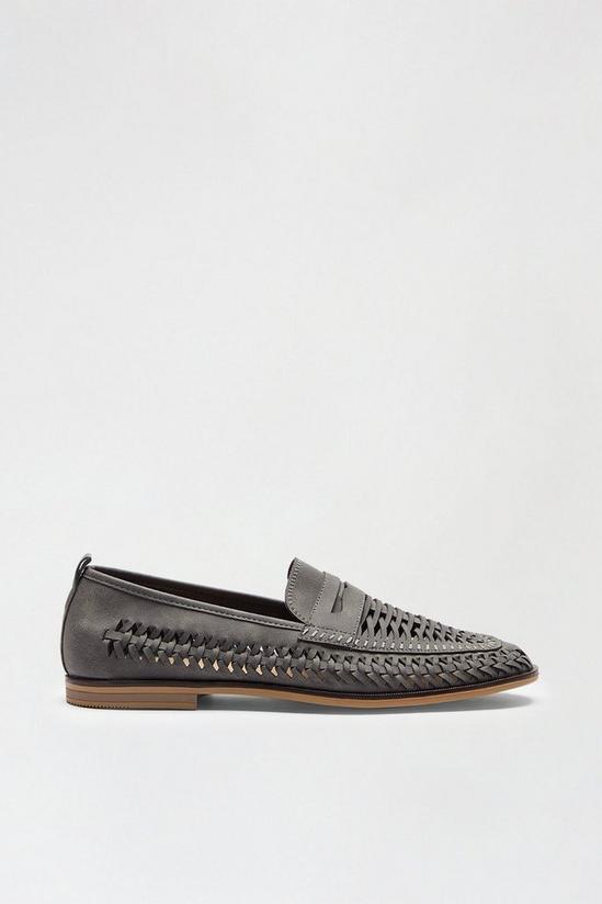 Burton Grey Leather Look Woven Loafers 1