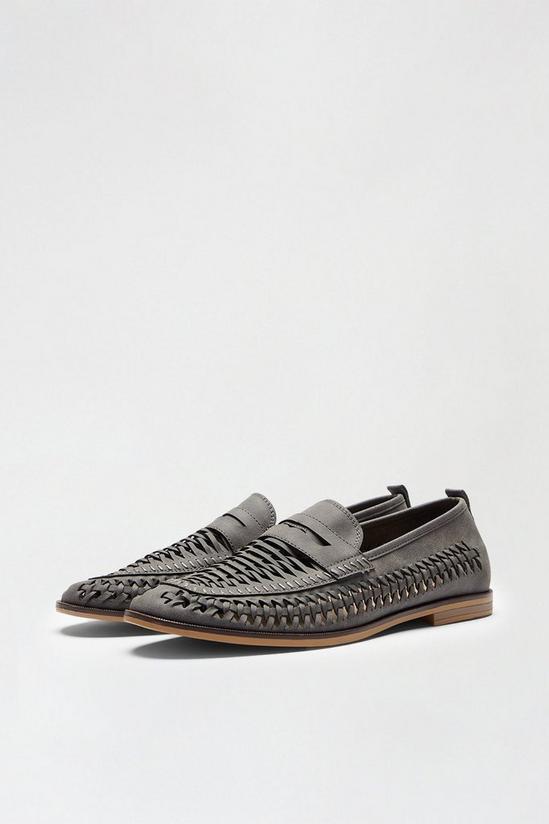 Burton Grey Leather Look Woven Loafers 2