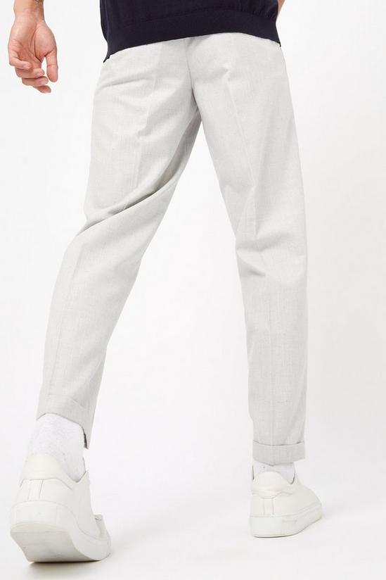 Burton Cream Tapered Fit Linen Blend Trousers 3
