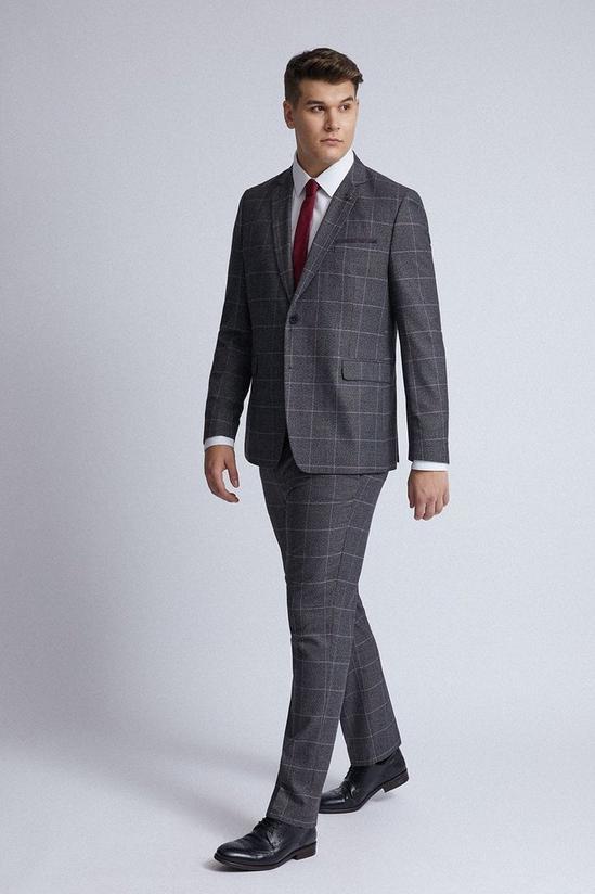 Burton Plus and Tall Slim Grey Pow Check Suit Blazer 1