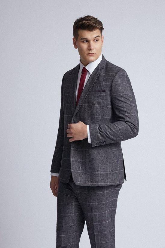 Burton Plus and Tall Slim Grey Pow Check Suit Blazer 2