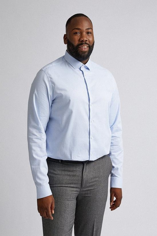 Burton Plus and Tall Blue Tailored Fit Textured Shirt 3