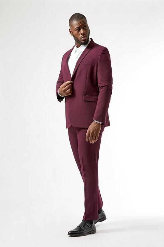 Burton Plus and Tall Raspberry Bi Stretch Suit Trousers 1