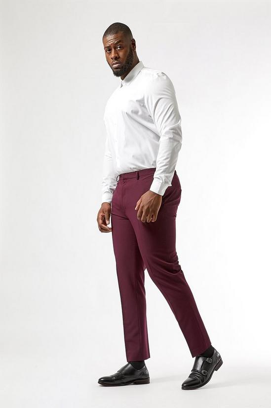 Burton Plus and Tall Raspberry Bi Stretch Suit Trousers 2