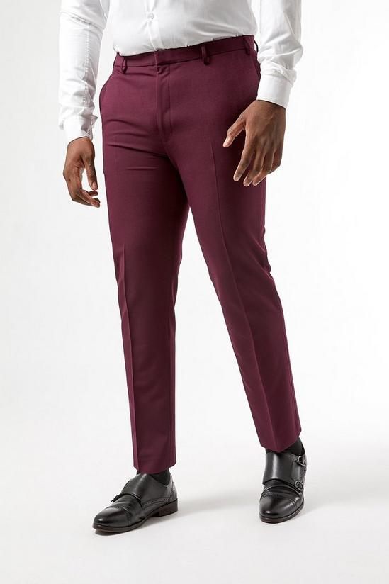 Burton Plus and Tall Raspberry Bi Stretch Suit Trousers 3
