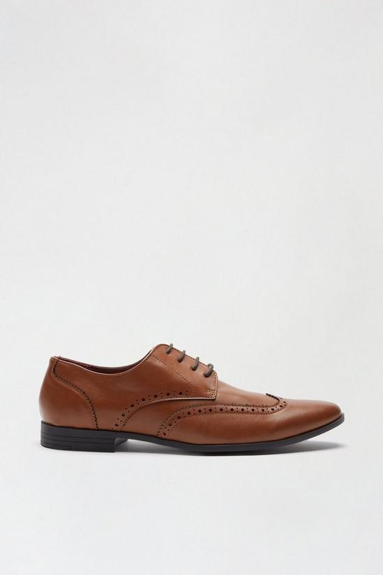 Burton Tan Leather Look Brogue Shoes 1