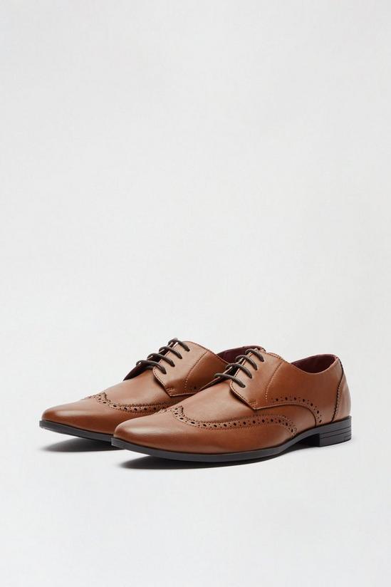 Burton Tan Leather Look Brogue Shoes 2