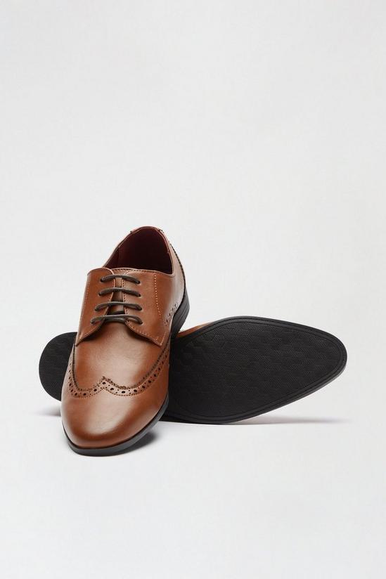 Burton Tan Leather Look Brogue Shoes 3