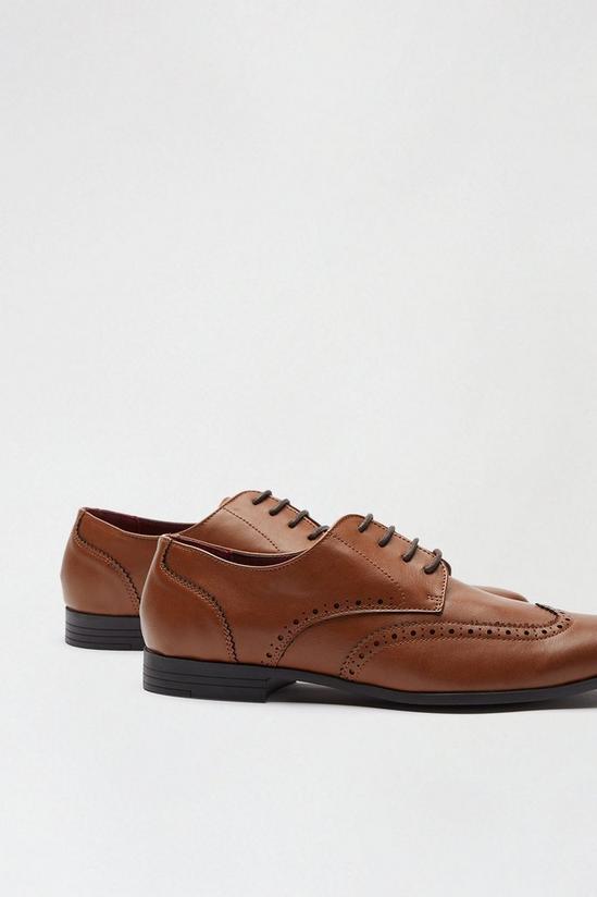 Burton Tan Leather Look Brogue Shoes 4