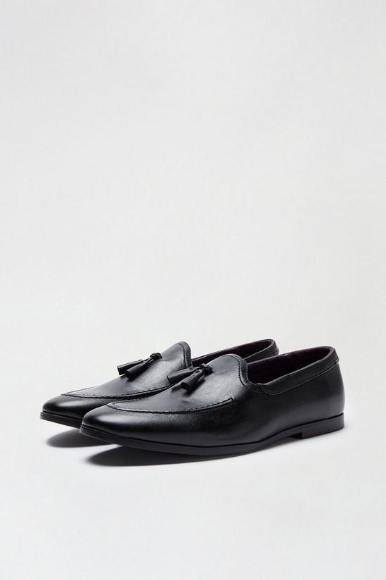 Burton Black Leather Look Tassel Loafers 2