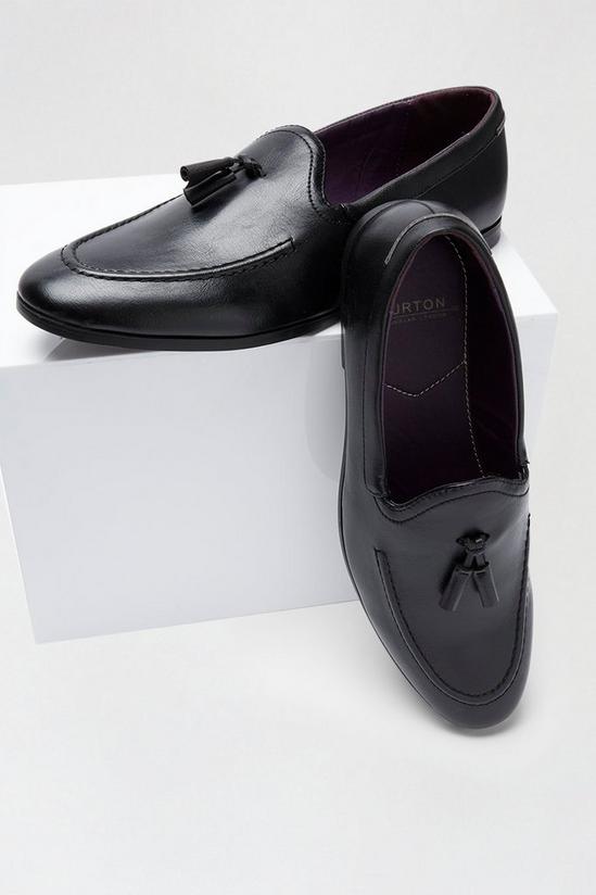 Burton Black Leather Look Tassel Loafers 3
