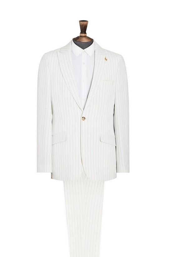 Burton 1904 David Skinny Ecru Pinstripe Suit Jacket 3
