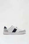 Burton White Leather Look Trainers with Navy Stripe thumbnail 1