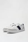 Burton White Leather Look Trainers with Navy Stripe thumbnail 2