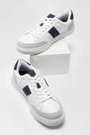 Burton White Leather Look Trainers with Navy Stripe thumbnail 3