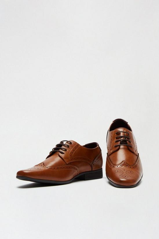 Burton Brown Leather Look Brogue Shoes 3